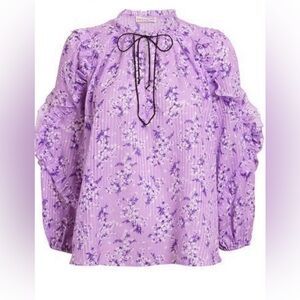 Ulla Johnson Medina Floral Blouse Lilac Size 2 EUC
